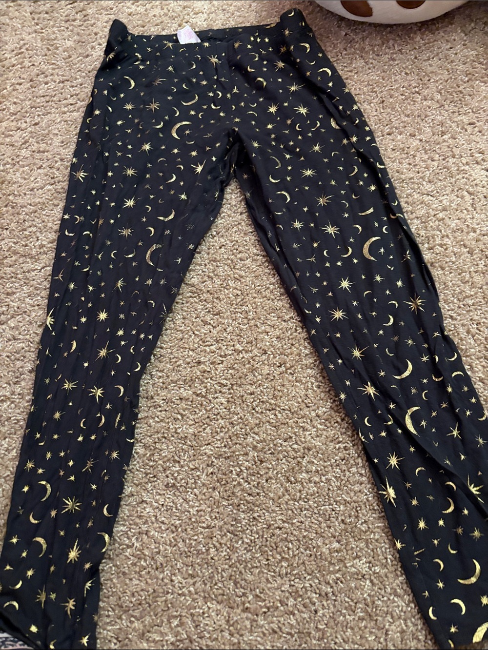 Black Leggings with Gold Star & Moon Print
